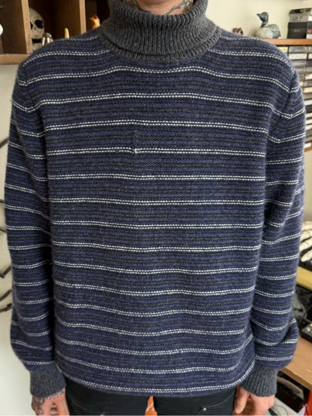Vintage 80s 90s Gran Sasso Wool Cashmere Knit Turtleneck Sweater ~ Size Large